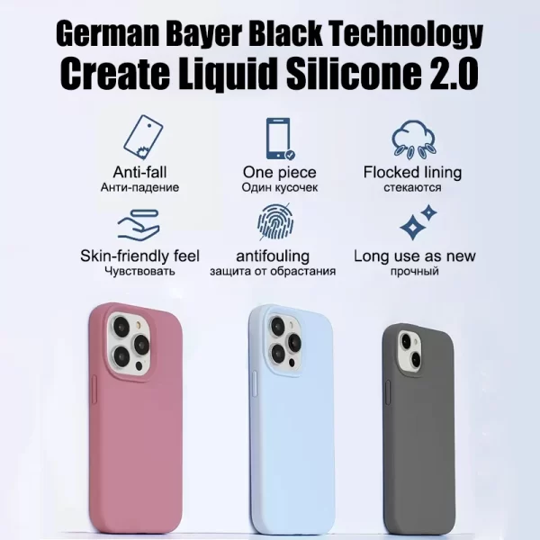 Liquid Silicone Shockproof Case For Apple iPhone 16 15 14 12 11 13 Pro Max Soft Cute Back Cover 16 14 15 Plus Phone Accessories - Image 4