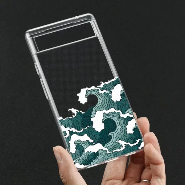 Fashion Great Blue Wave Clear Phone Case for Google Pixel 7 9 7Pro 8 Pro XL 6A 6Pro 5G Clear Transparent Soft Covers Fundas Skin - Image 3