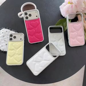 Quilted Heart Leather Phone Case For iPhone 18   17 16 15 14 Pro Max Shockproof Soft PU Leather Back Phone Cover