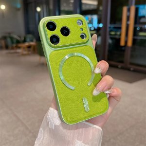 Solid Color Lychee Grain Magnetic Leather Phone Case, Anti?Scratch Shockproof Protective Cover for iPhone 18 Pro Max 17 16 15 14